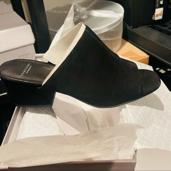 Vagabond Black Suede Leather Open Toe Chunky Mules Sandals Size 41 NWB - Picture 8 of 9